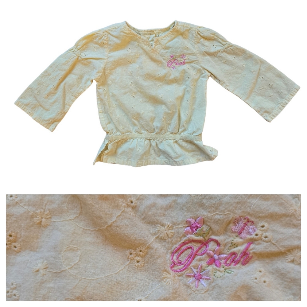 Vintage Y2K pastel yellow Disney Winnie the Pooh long sleeved blouse